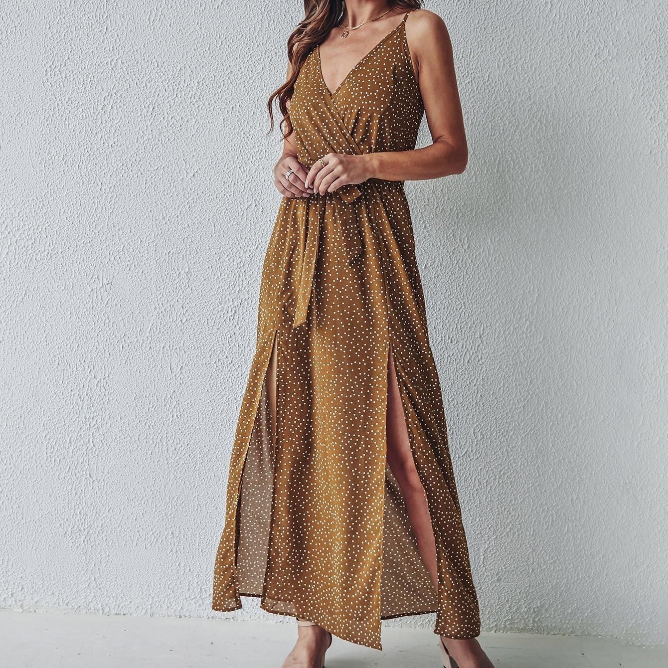 Isola Lace-Up Floral Maxi Dress