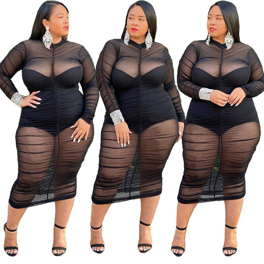 Mireya Plus Size Mesh Bodycon Dress