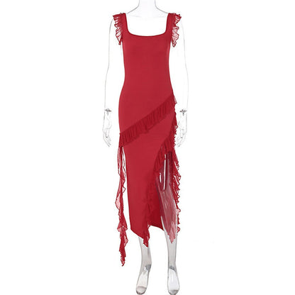 Arlina Ruffle Split Maxi Dress