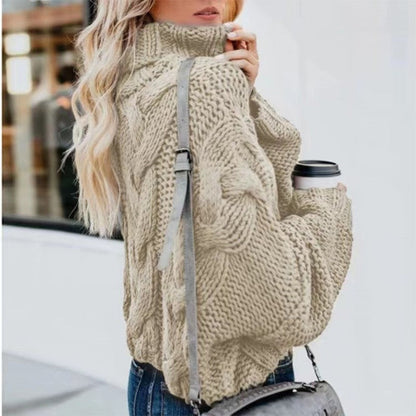 Elorie Crochet Turtleneck Sweater