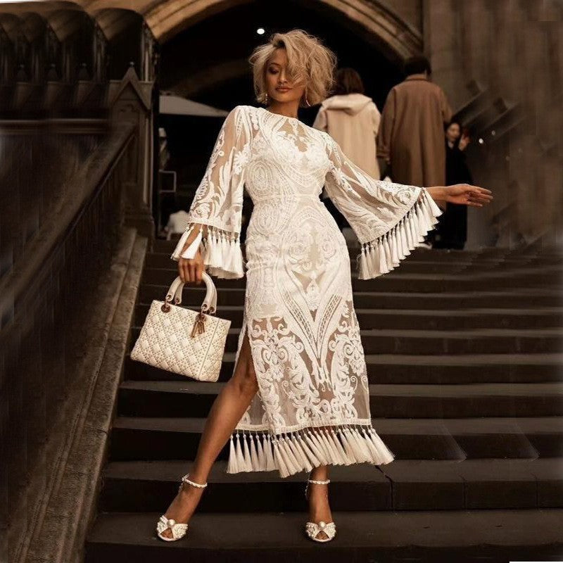 Lunira Lace Tassel Maxi Dress