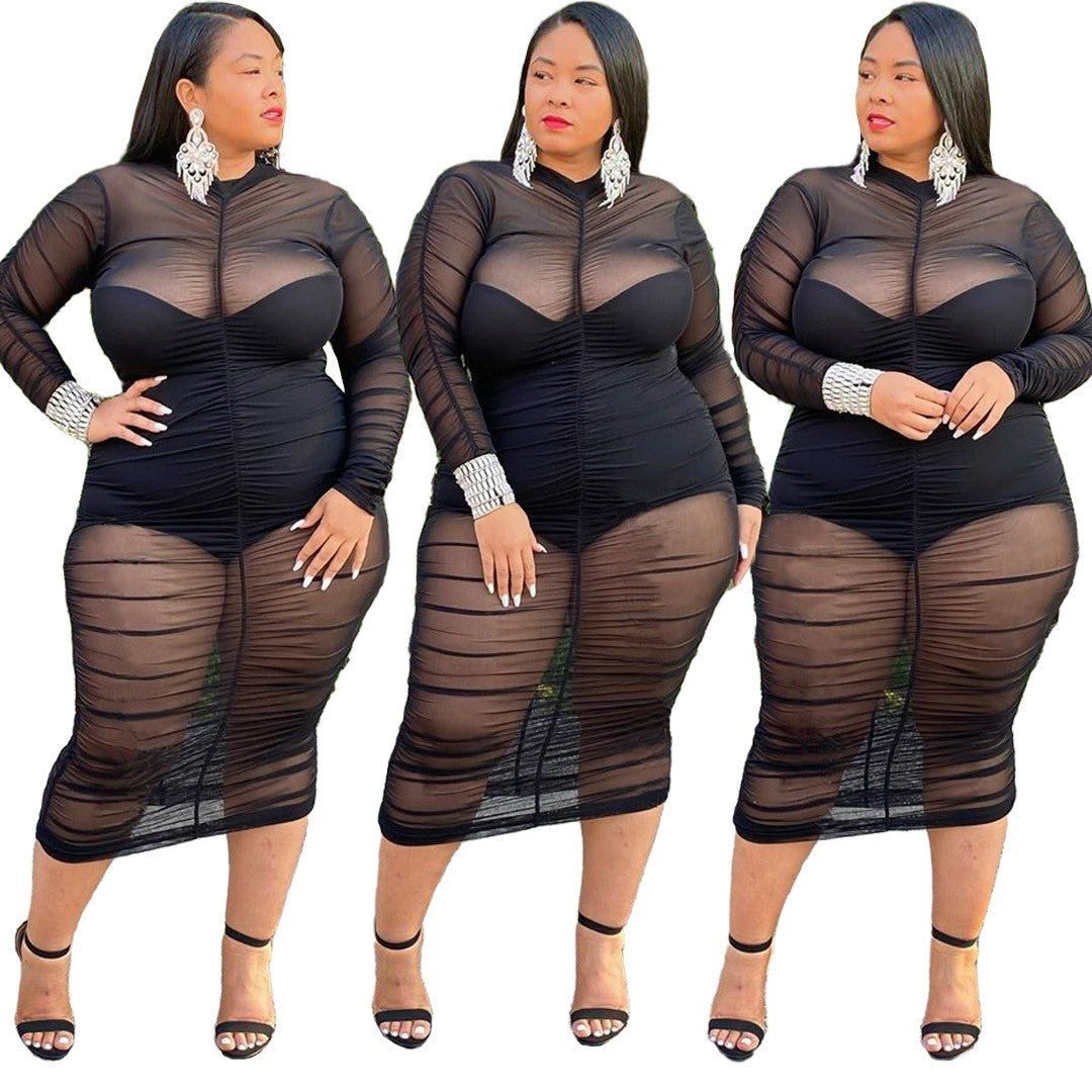 Mireya Plus Size Mesh Bodycon Dress