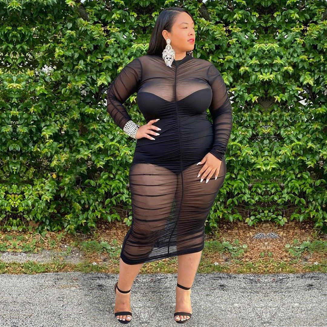 Mireya Plus Size Mesh Bodycon Dress