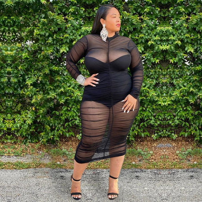 Mireya Plus Size Mesh Bodycon Dress