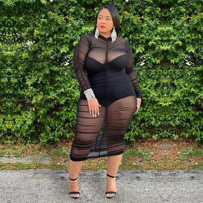 Mireya Plus Size Mesh Bodycon Dress